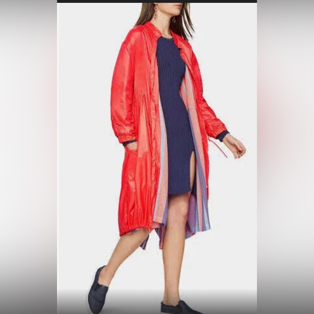 BCBGMAXAZRIA Ashton Rain Coat Bright Poppy/Red